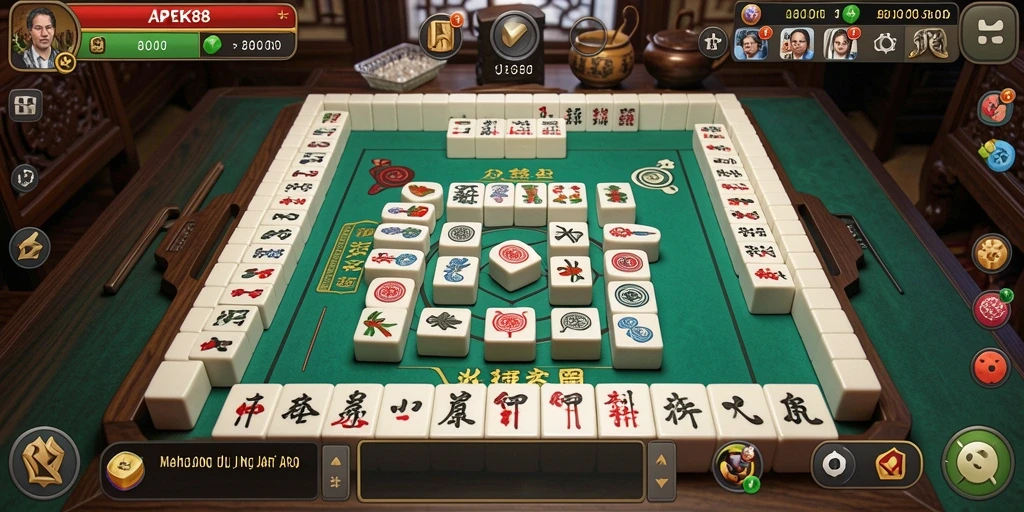 Screenshot gameplay APEK88 yang menampilkan aksi seru Mahjong.