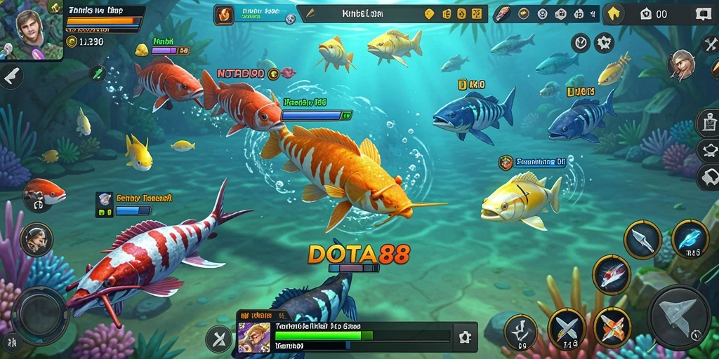 Tampilan gameplay DOTA88 dengan aksi Tembak Ikan yang seru.
