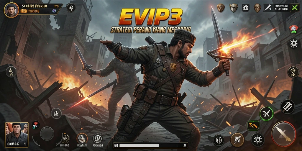 Screenshot gameplay EVIP3 menunjukkan aksi strategi yang intens dan mengasyikkan.