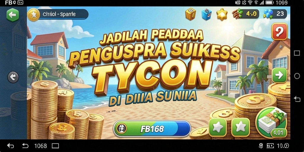 Tangkapan layar utama FB168 menampilkan gameplay Tycoon yang seru.