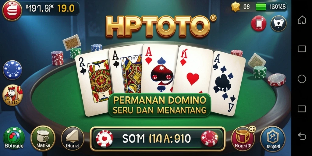 Tampilan permainan domino HPTOTO dengan grafis menarik dan gameplay interaktif.