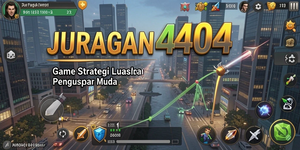 Screenshot gameplay JURAGAN404 menampilkan pengelolaan bisnis yang strategis.