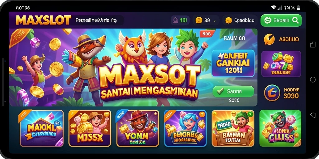 Tampilan gameplay MAXSLOT yang mengasyikkan dan penuh warna.