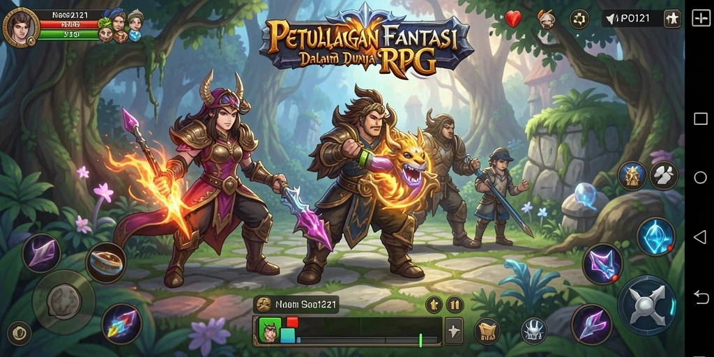 Tangkapan layar MPO2121 menampilkan aksi pertarungan yang menegangkan di dunia fantasi.