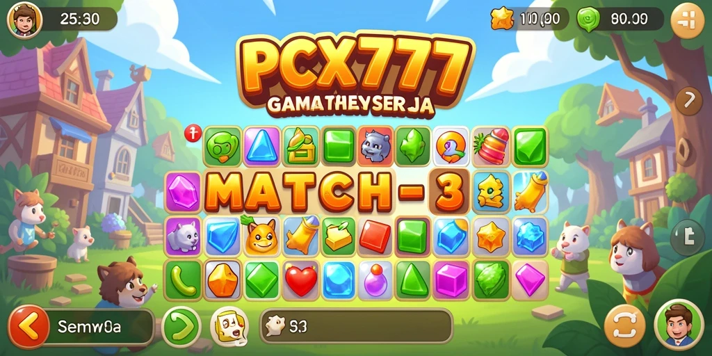 Tampilan gameplay seru dan menantang dalam PCX777 Match-3.