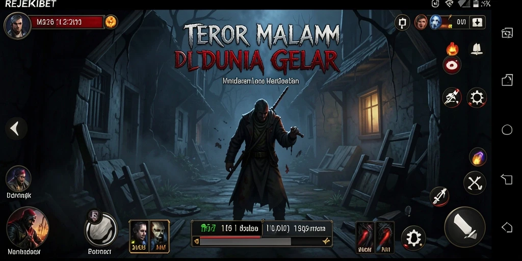 Screenshot gameplay mencekam REJEKIBET yang menunjukkan suasana gelap.