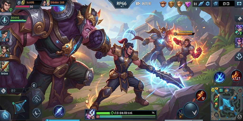 Tangkapan layar gameplay seru dari RP66 menampilkan aksi pertarungan tim.