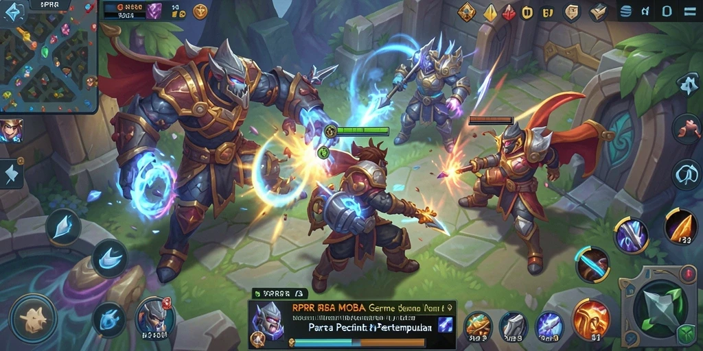 Gameplay seru RPRR dengan strategi MOBA yang menantang.