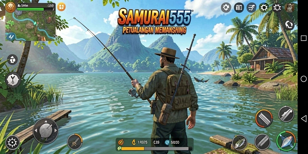 Tampilan gameplay memancing yang memukau di SAMURAI555.