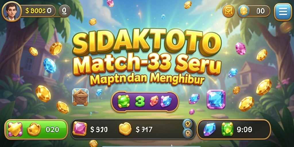 Tangkapan layar gameplay seru SIDAKTOTO dengan kombinasi objek Match-3.